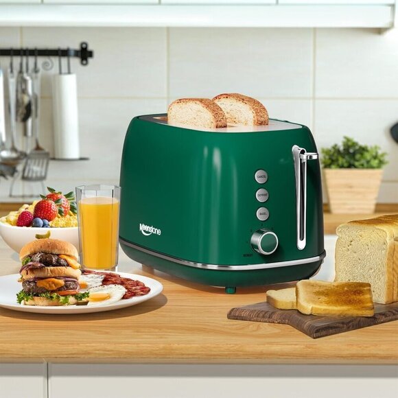 2SliceToaster Retro Stainless green Steel Toaster with Bagel Bread Shade Setting - Picture 6 of 6